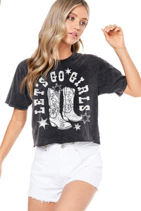 Let's Go Girls Graphic S/S Washed Crop Tee