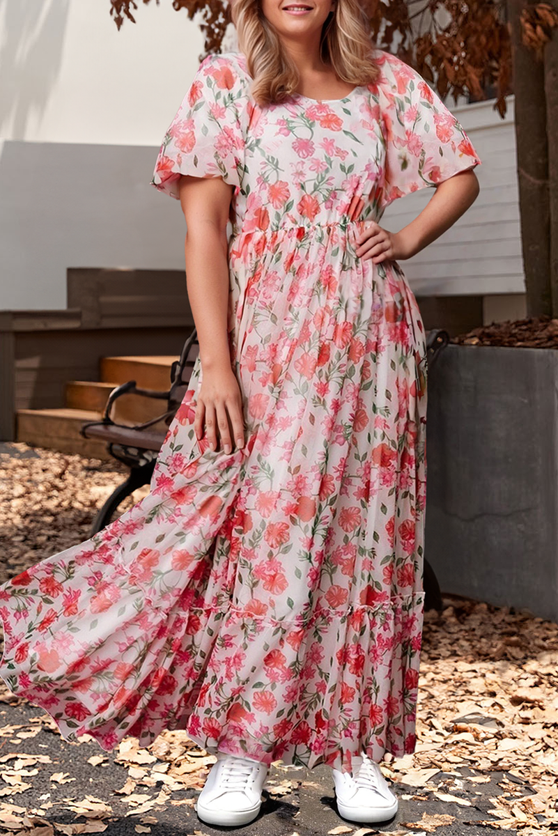 Floral Square Neck Puff Sleeve Ruffle Maxi Dress Cranberry Boutique Floral Square Neck Puff Sleeve Ruffle Maxi Dress Cranberry Boutique