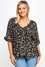 Load image into Gallery viewer, Plus Size Floral Babydoll Ballon Sleeve Top