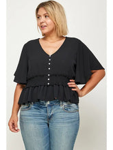 Load image into Gallery viewer, Plus Size Solid Smocked Waist Top