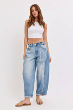 Load image into Gallery viewer, Mid-Waisted Barrel Jeans with Side Panels