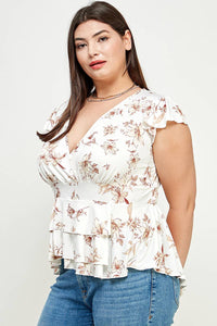 Plus Size Floral Ruffle Babydoll Top