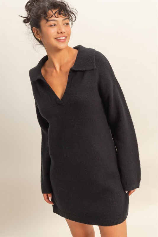 Sophisticated Polo Long Sleeve Sweater Dress