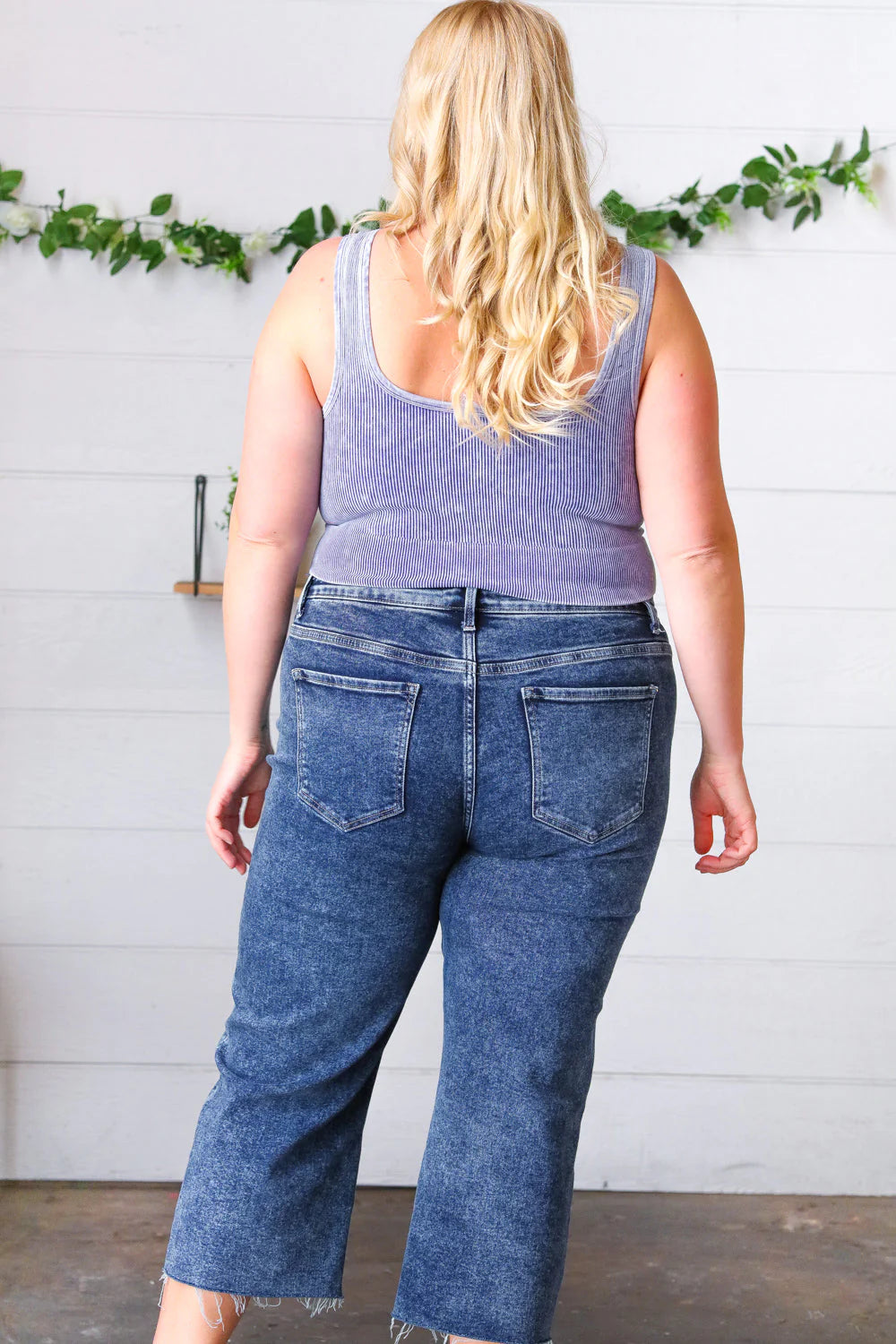 ASH BLACK WASHED RIB CROPPED SQUARE NECK TANK