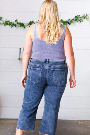 ASH BLACK WASHED RIB CROPPED SQUARE NECK TANK