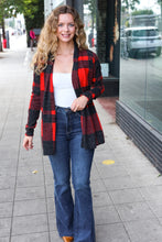 Load image into Gallery viewer, Red &amp; Black Plaid Cardigan