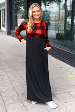 Load image into Gallery viewer, Black &amp; Red Plaid Maxi Dress