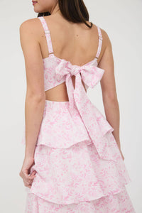 FLORAL BACK TIERED RUFFLE TIERED MAXI DRESS