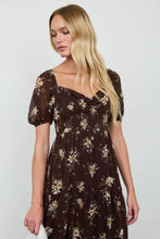 Load image into Gallery viewer, Floral Sweetheart Smocked Puff Tiered Midi Dress