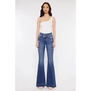 High Rise Cross Over Flare Jeans