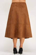 Load image into Gallery viewer, Plus Size Button-Front Faux Suede A-Line Midi Skirt