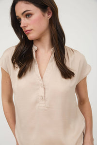 DROP SHOULDER BUTTON FRONT BLOUSE