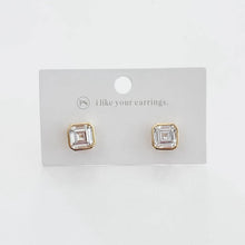 Load image into Gallery viewer, Bezel Diamond Stud Earrings
