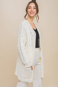 Chenille Cable Knit Oversized Open Front Cardigan