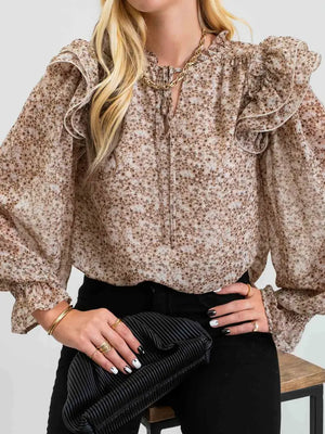 Double Mini Ruffle Long Sleeve Top