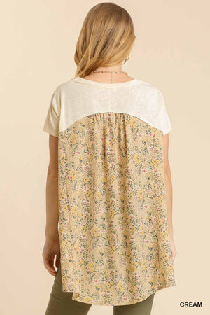 Floral Print Round Neck Short Sleeve Top