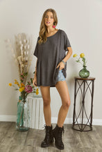 Load image into Gallery viewer, ROUND NECK OPEN BACK DRAWSTRING LOOSE FIT TOP