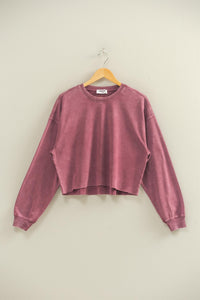 Cropped Crewneck Sweatshirt With Oversized Sleeves
