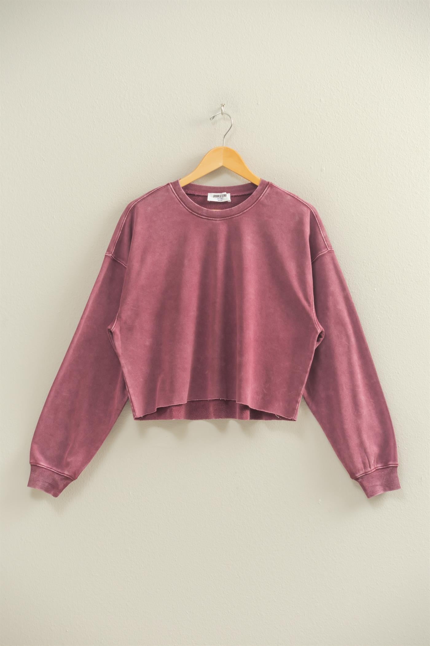 Cropped Crewneck Sweatshirt With Oversized Sleeves