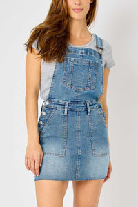 HIGH WAIST RAW HEM OVERALL SKIRT
