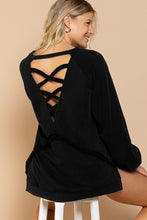Load image into Gallery viewer, Back cross strap details balloon sleeve sweatshirt