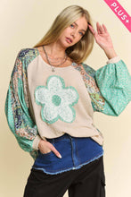 Load image into Gallery viewer, FLORAL PATCHWORK SLEEVE KNIT PULLOVER TOP
