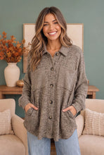 Load image into Gallery viewer, TAUPE HEATHERED BUTTON DOWN SHACKET