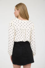 Load image into Gallery viewer, POLKA DOT HENLEY LONG SLEEVE BLOUSE