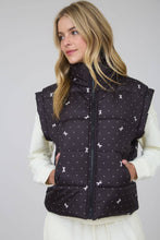 Load image into Gallery viewer, POLKA DOT BOW PATTERN ZIP-UP PUFFER VEST
