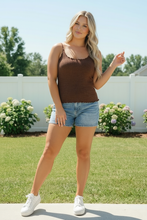 Load image into Gallery viewer, Mocha Ribbed Knit Cami Tank Top