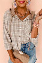 Load image into Gallery viewer, Khaki Checkered Hooded Shacket
