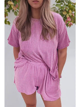 Load image into Gallery viewer, Ribbed Knit T Shirt and Shorts Lounge Set