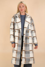 Load image into Gallery viewer, Oversized Plaid Soft Fuzzy Button Down Long Coat