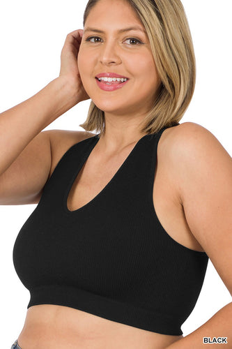 PLUS RIBBED CROPPED RACERBACK BRAMI TOP