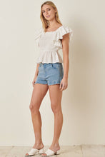 Load image into Gallery viewer, RUFFLE DETAIL SMOCKING BODICE BLOUSE