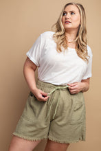 Load image into Gallery viewer, Drawstring Waist Frayed Hem Shorts
