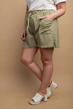 Load image into Gallery viewer, Drawstring Waist Frayed Hem Shorts