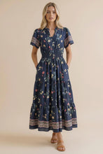 Load image into Gallery viewer, SMOCKED WAIST MAXI TIERED FLORAL DRESS