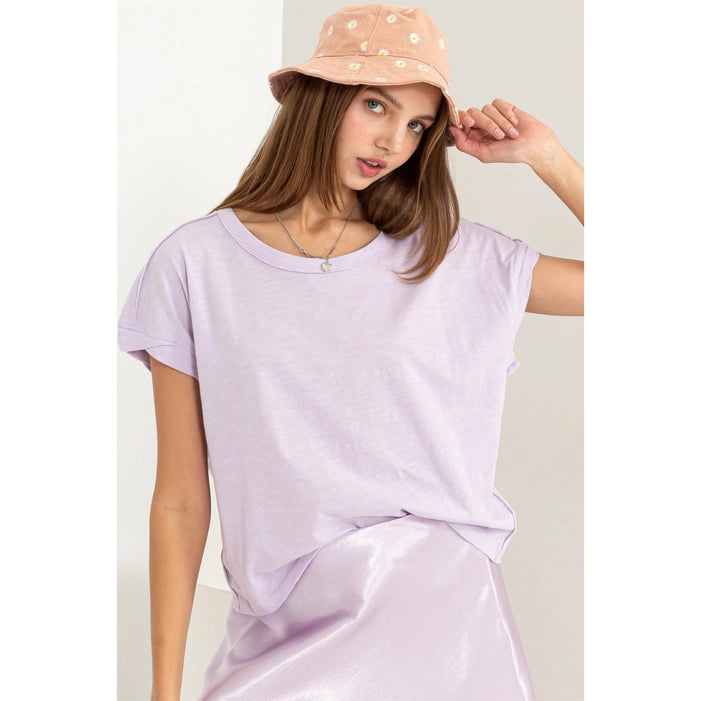 RAW Edge Detail Short Sleeve T Shirt