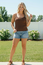 Load image into Gallery viewer, Mocha Ribbed Knit Cami Tank Top