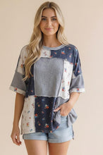 Load image into Gallery viewer, Textured Knit Floral Color Block Patchwork
