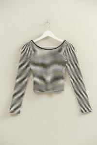 Striped Long Sleeve Top With Scoop Back Neckline