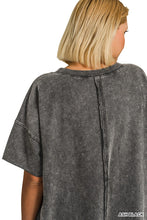 Load image into Gallery viewer, Acid Wash French Terry Drop Shoulder Top