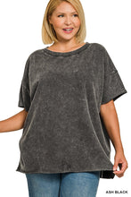Load image into Gallery viewer, Acid Wash French Terry Drop Shoulder Top