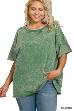 Load image into Gallery viewer, Acid Wash French Terry Drop Shoulder Top