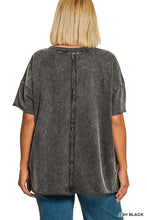Load image into Gallery viewer, Acid Wash French Terry Drop Shoulder Top