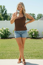 Load image into Gallery viewer, Mocha Ribbed Knit Cami Tank Top