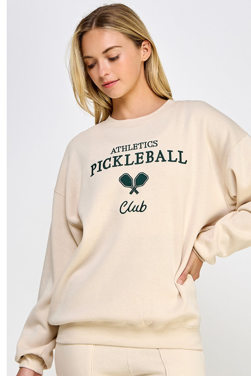 FLEECE RELAXED FIT SWEATSHIRT WITH PICKLEBALL