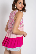 Load image into Gallery viewer, Floral Color Block Ruffle Detail Tiered V-Neck Top
