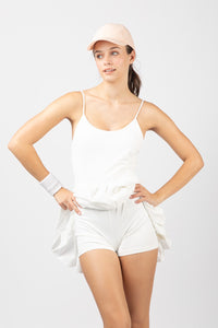Pleated Activewear Cami Dress w/ Shorts Lining
